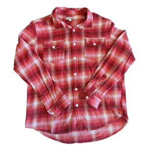 Frye And Co Mens Red Flannel Plaid Long Sleeve Button Up Shirt Mens Sz XL